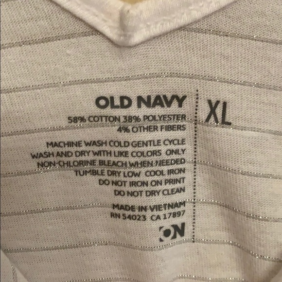 Old Navy wide V-neck Tee with silver stripes - Picture 3 of 4